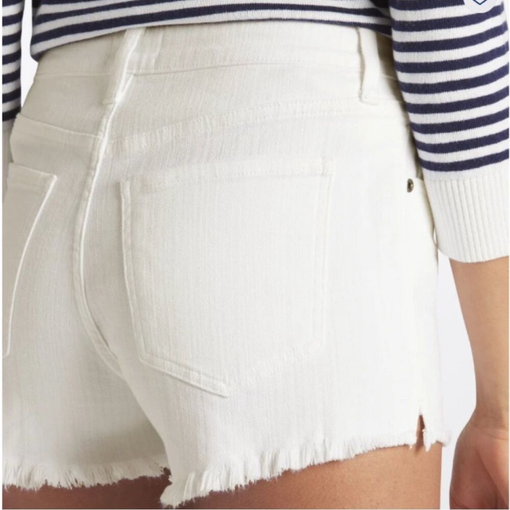 Cosmic Blue Love Mid Rise Frayed Short, White, Size 26